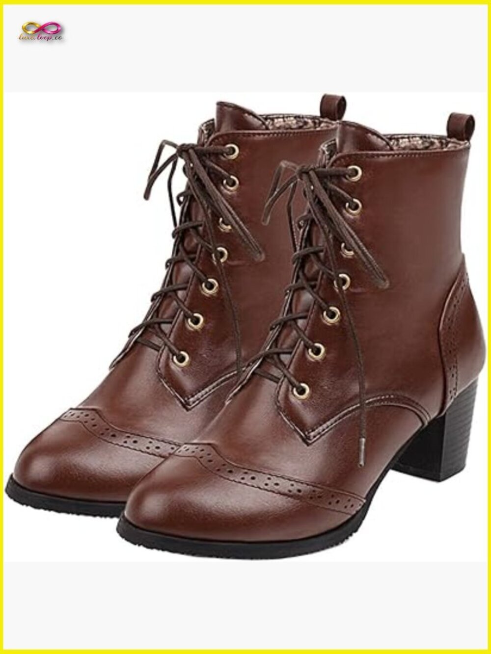 Lace Up Chunky Heel Ankle Booties Side Zip Short Boots Dress Shoes